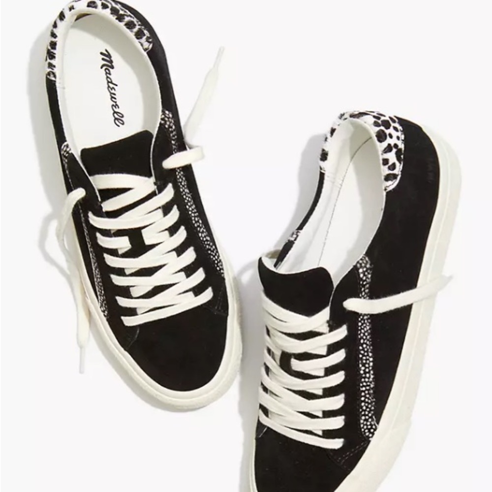 Madewell low top sneakers in suede and spot calf hair